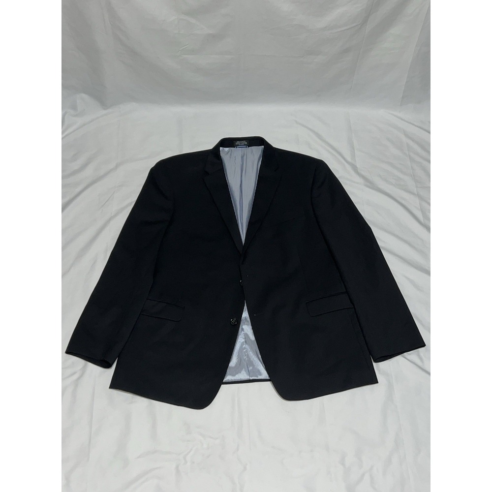 Tommy Hilfiger Blazer Mens 46R Black 100% Wool Two Button Notch Lapel Sport Coat - Picture 2 of 6